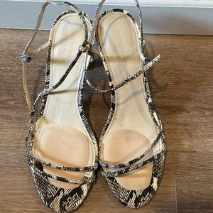 Marc Fisher Black and White Strappy Sandals Kitten Heels
